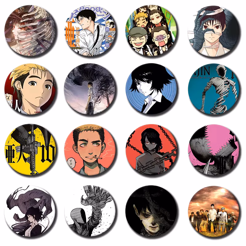 58mm Anime A-Ajin Demi-Human Badges Simple Button Pin Snap-on Design Brooches Daily Fashion Decoration Ideal Gifts for