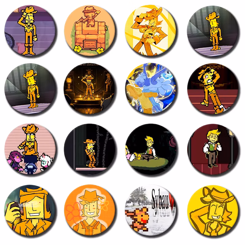 58mm 1PC Yellow D-Deltarune Badges Round Nijigen Otaku Culture IP peripheral products for Backpack Accessorie Jewelry