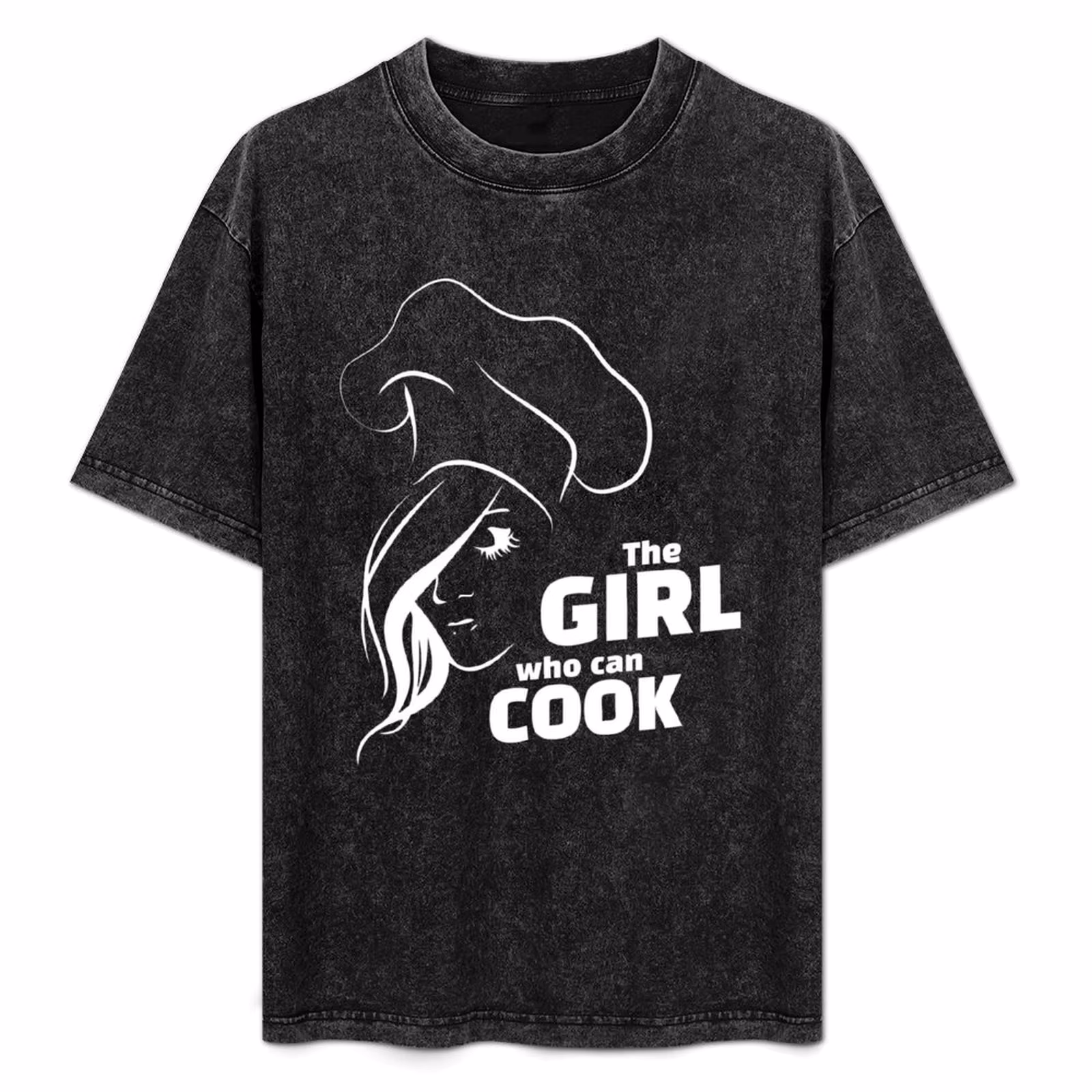 The Girl Who Can Cook chef's hat cook gift T-Shirt Art Pattern Printed Casual Top