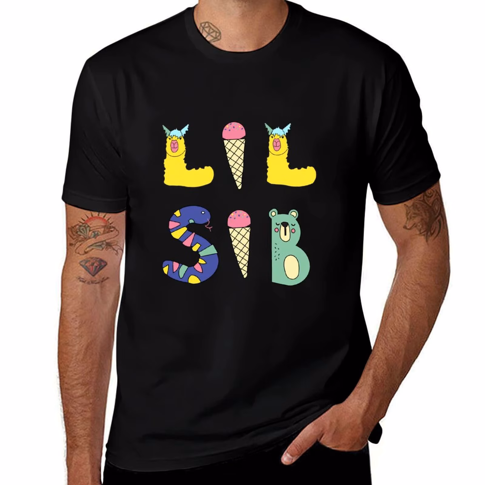 Lil Sib for a new baby in a creative alphabet T-Shirt Basic Simple Design Short Sleeve Shirt T-Shirt