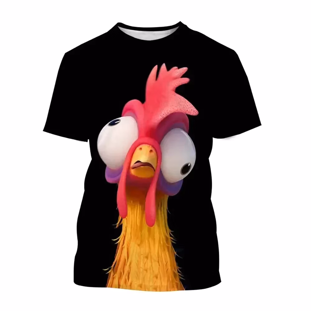 2026 Funny Chicken T-Shirts 3D Printing Moana Cartoon Anime Men Women Street Casual T-Shirt Kids Boys Girls Tops