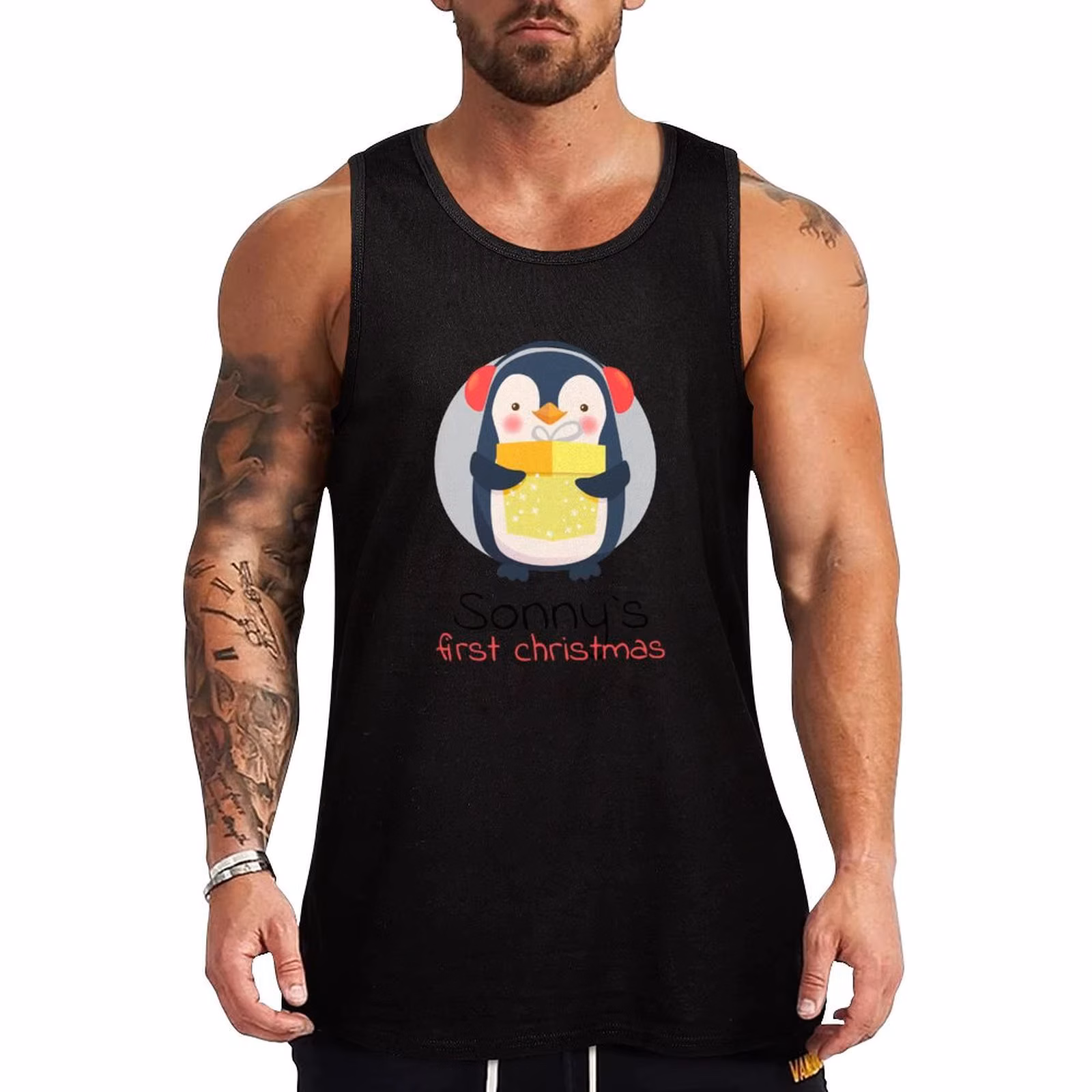 Cute Christmas Present For Newborn Sonny. Because Sonny loves Penguins Tank Top Classic Fit Undershirt Everyday Wear