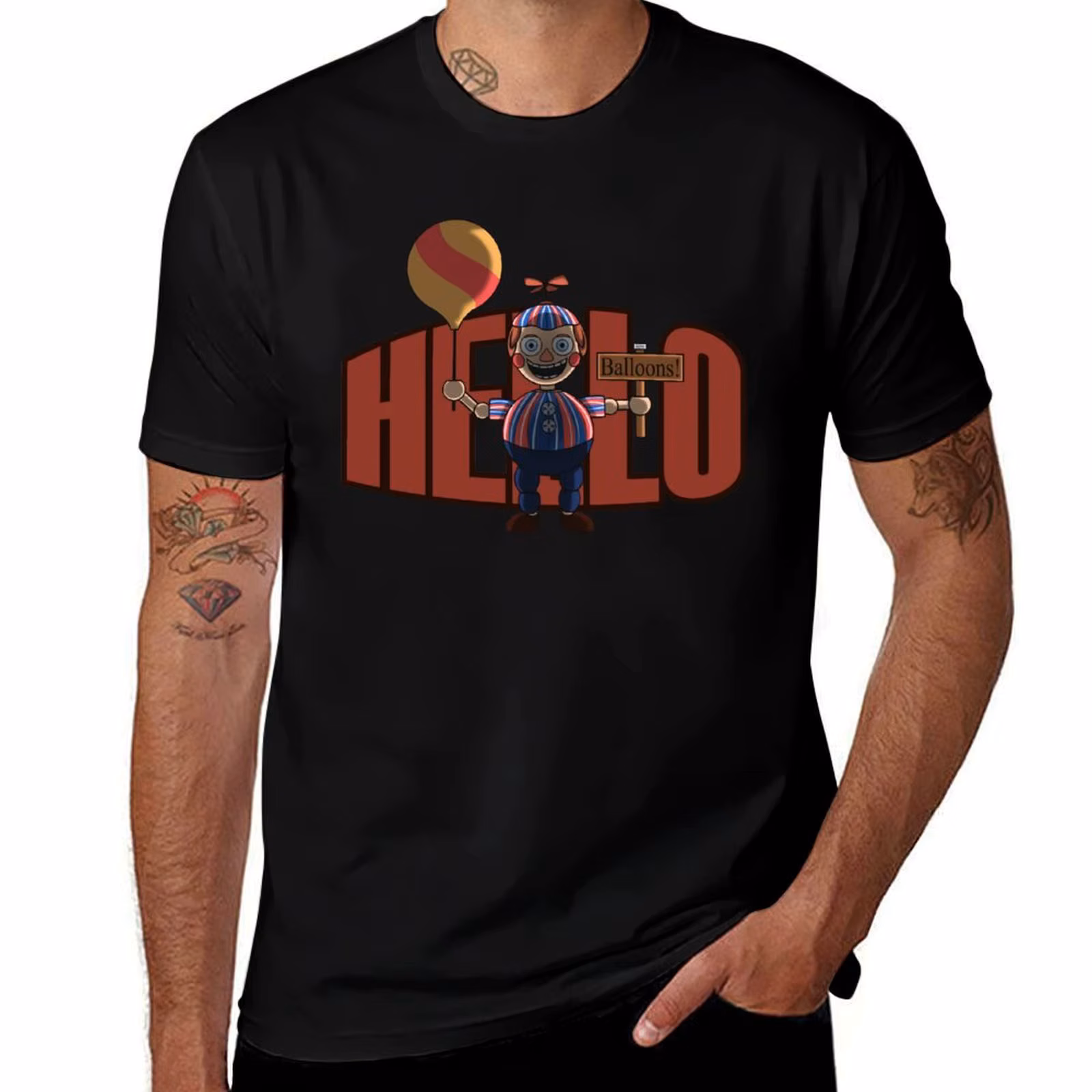 Hello (Balloon Boy) T-Shirt Big and Tall Gym T-Shirt