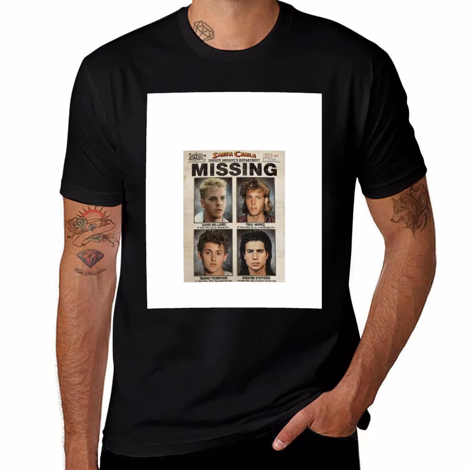 The lost boys missing flyer T-Shirt Anti-Perspiration Workout Top T-Shirt