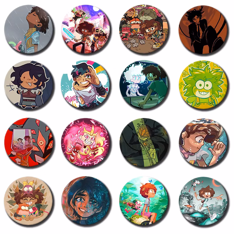 Anime Amphibia Pin Anne Boonchuy,Sasha Waybright,Sprig Plantar Brooches for Backpack Accessorie Round Cartoon Badge