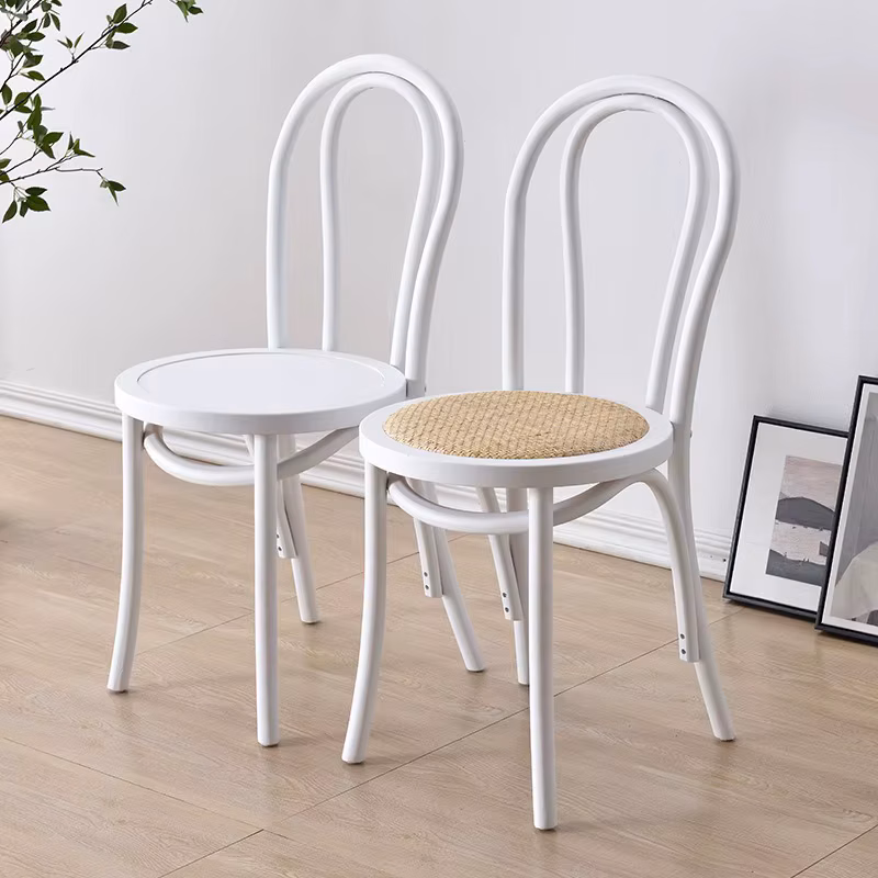 Dining chair retro solid wood chair household medieval rattan back chair dining room study stool nordic furniture