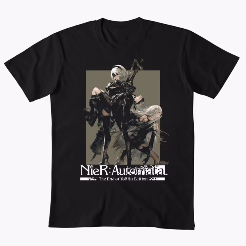 2B NieR Automata Yorh No. 2 Type B Anime T-shirt for Gamer 0607 Waifu Girl Cyber Punk Graphic Clothes Y2K Tee US Size