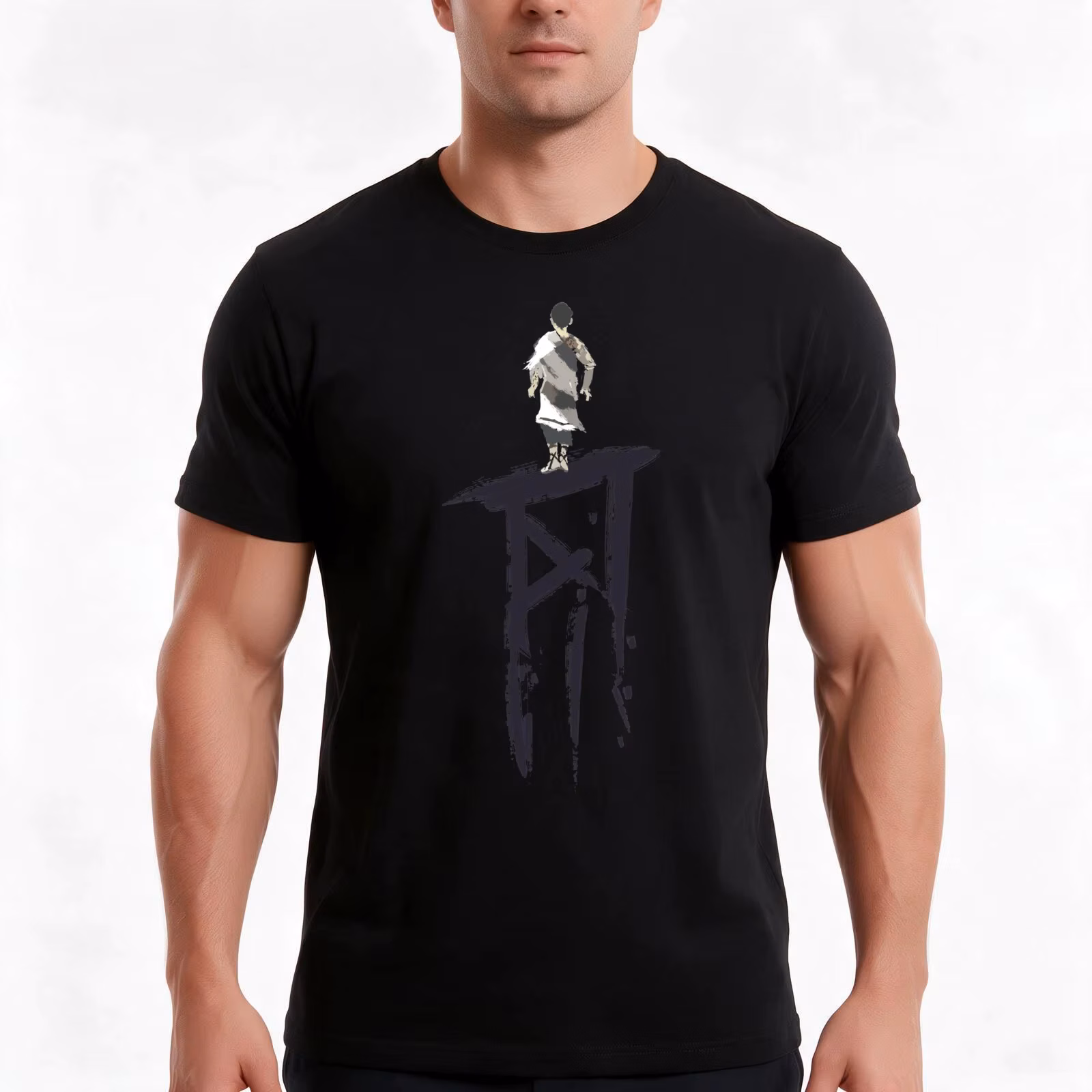 Tunic Boy T-Shirt, Summer Casual Cotton Tee, Oversized Streetwear Tops, Vintage Graphic Print, Loose Fit Short Sleeve