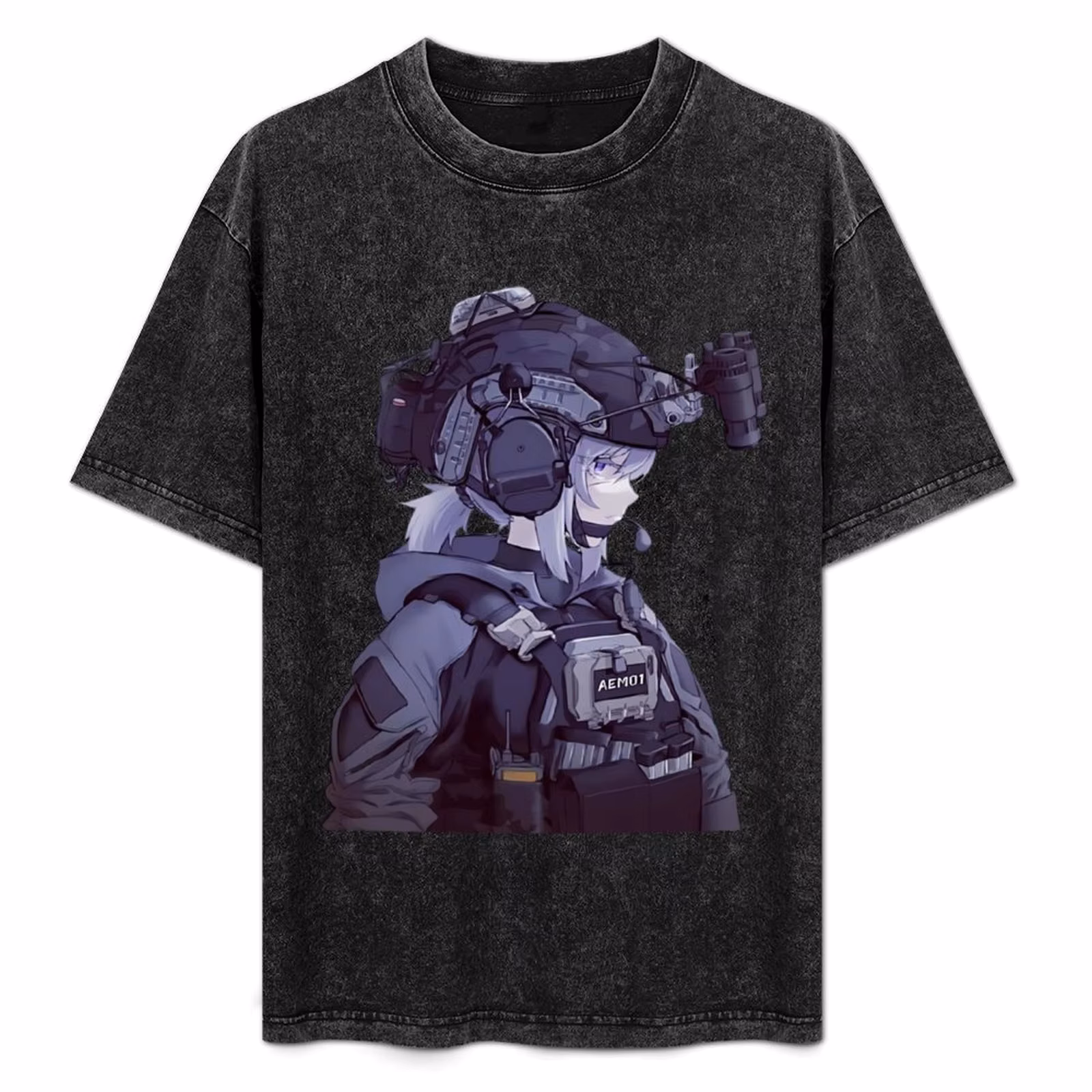 Military Anime Girl T-Shirt Big and Tall Loose Fit T-Shirt