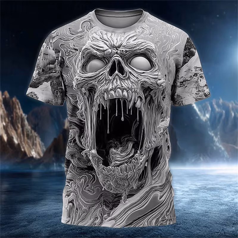 Horror Skeleton Pattern T Shirt For Man Novelty Skull 3D Printed Harajuku Short Sleeve Loose Street Tops Sport Unisex
