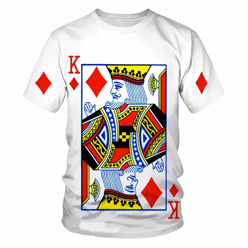 New Playing Cards 3d Printing Men's And Women's Fashion T-shirt Poker Pattern Loose Comfortable Sportswear Breathable
