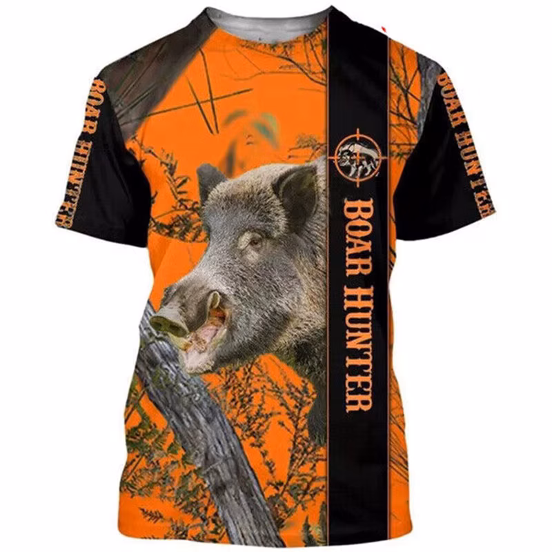 Camo Hunting Animals Wild Boar Men T-Shirt 3D Print Sport Short Sleeve Tee Tops Casual O Neck Streetwear T Shirts Men's