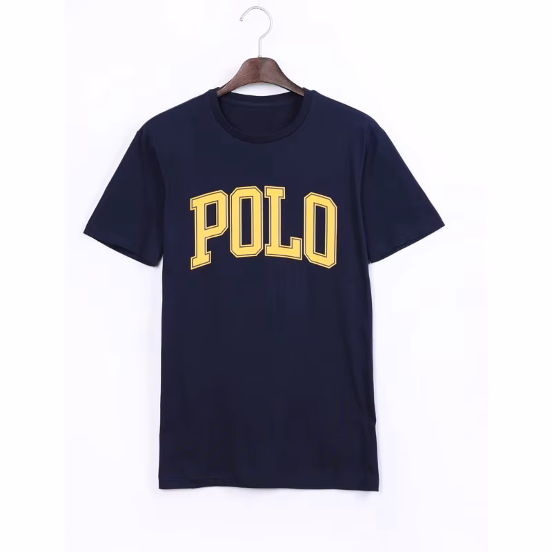 Couple Polo T-shirt Men Women Cotton Letter Printed Short Sleeve Tops Spring Summer Casual Simple Streetwear Tee