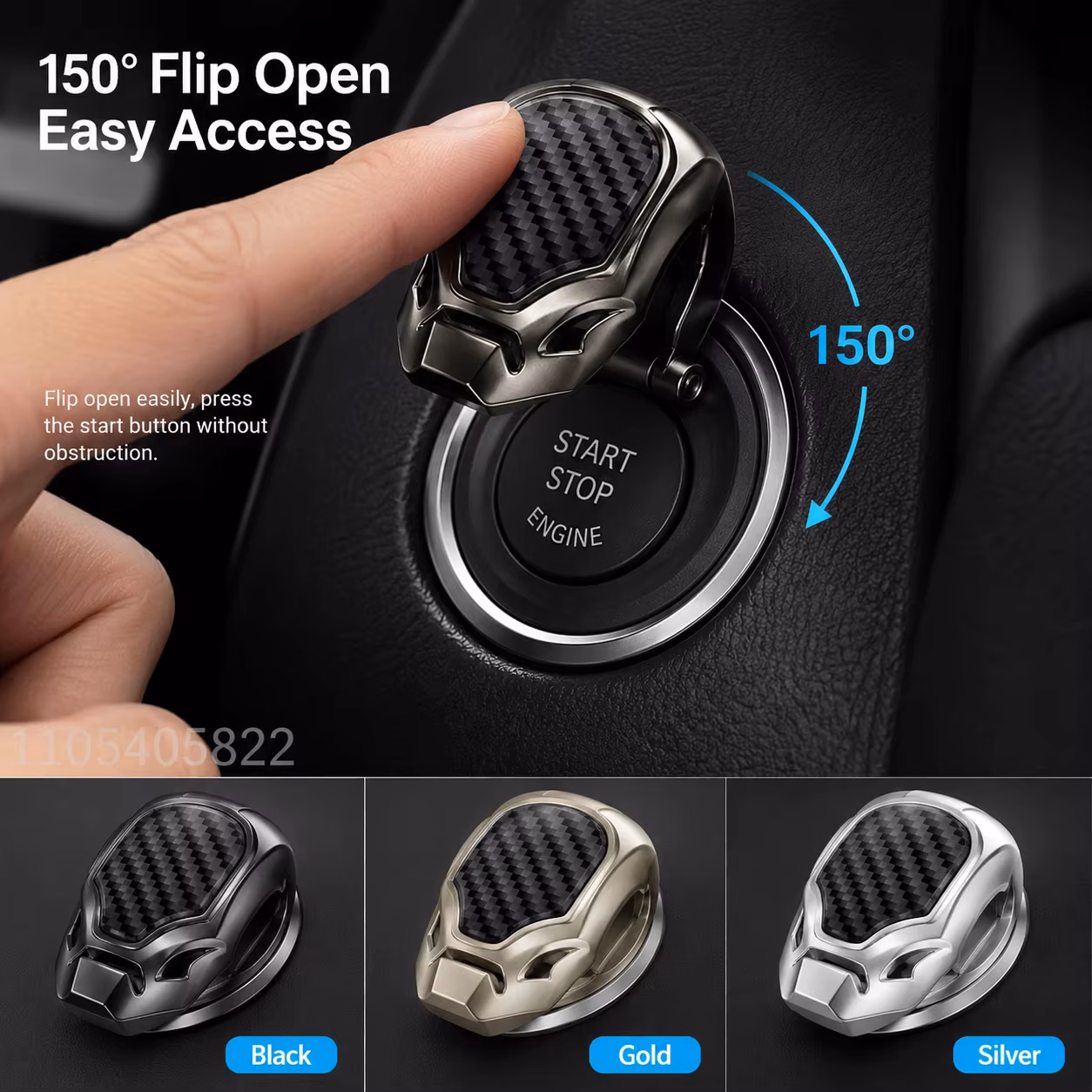 Car Ignition Start Switch Protective Cover, One-Key Start Stop Button Cover, Engine Start Ring for Toyota Honda BMW VW