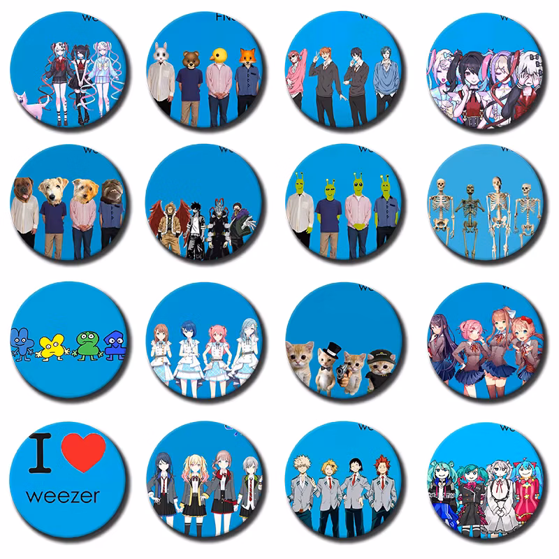Creative Funny Weezer Pfp Lapel Pins Custom Cartoon Figure Icon Badge Handmade Snap-in Brooches for Backpack Clothes