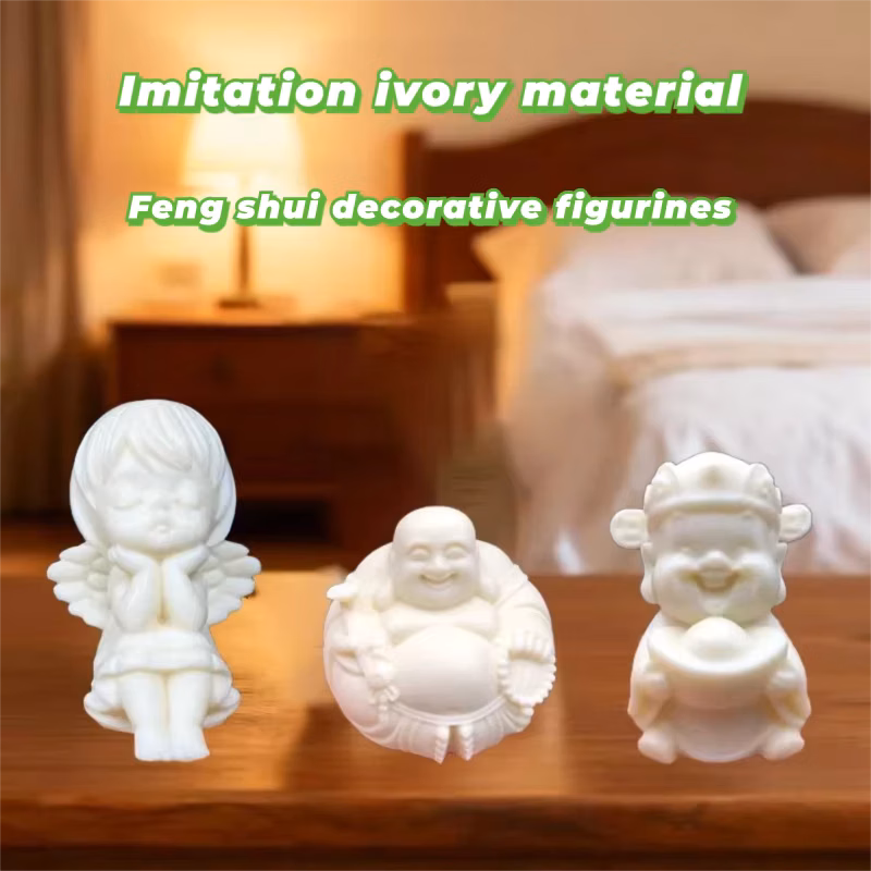 Imitation Ivory Angel Laughing Buddha God of Wealth Statue Feng Shui Mini Figurine for Figurines for Car, Home & Office