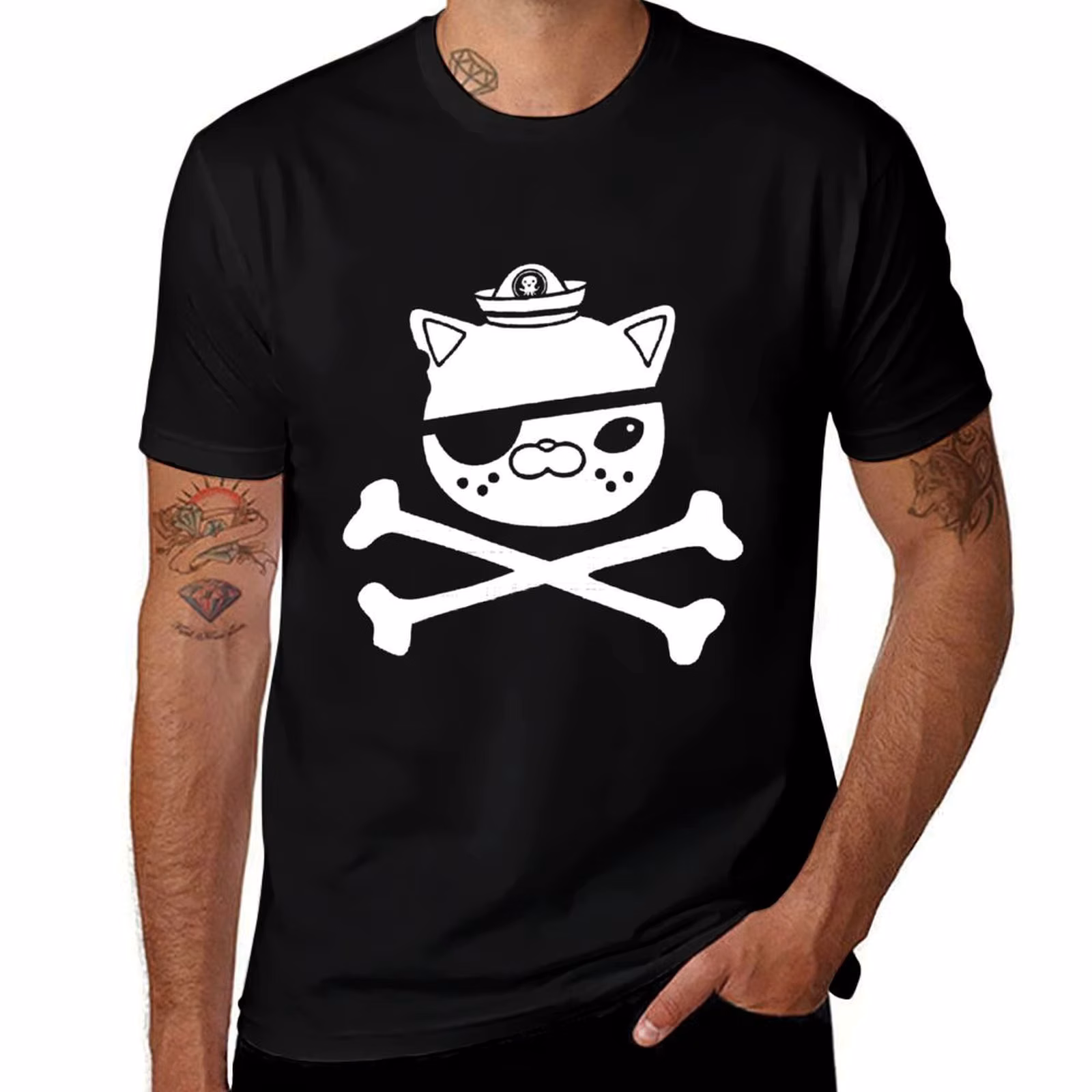 Kids Kwazii Cute Funny Pirate Cat Kids Tee T-Shirt Basic Lightweight Short Sleeve Tee T-Shirt