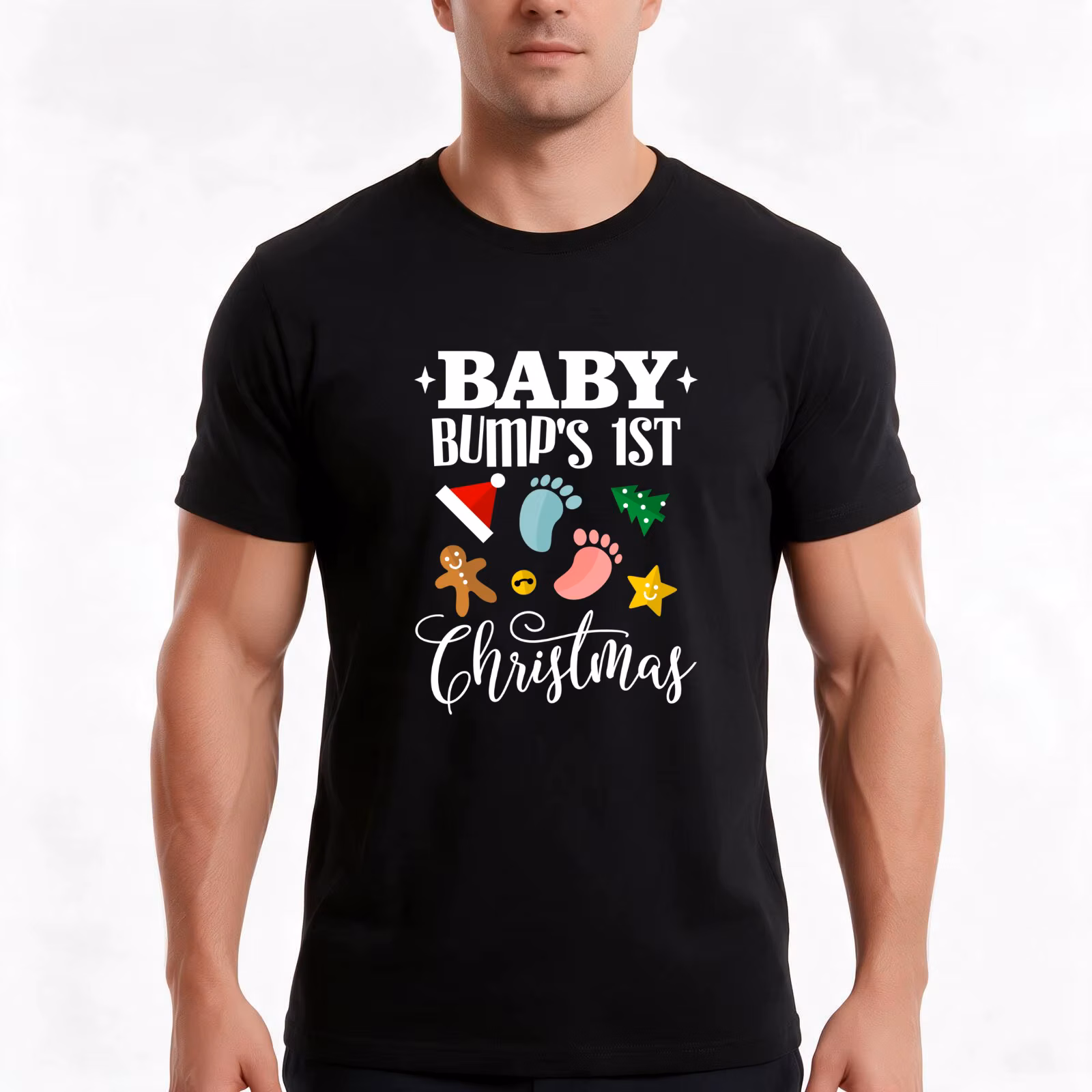 Baby Bumps First Christmas Maternity T-Shirt, Summer Casual Cotton Tee, Oversized Streetwear Tops, Vintage Graphic Print