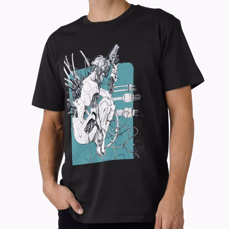 Ghost in the Shell Cyborg Girl Dystopian Anime T Shirt Cyberpunk Tachikoma Graphic Tee 0611 Sci-Fi Aesthetic Y2K