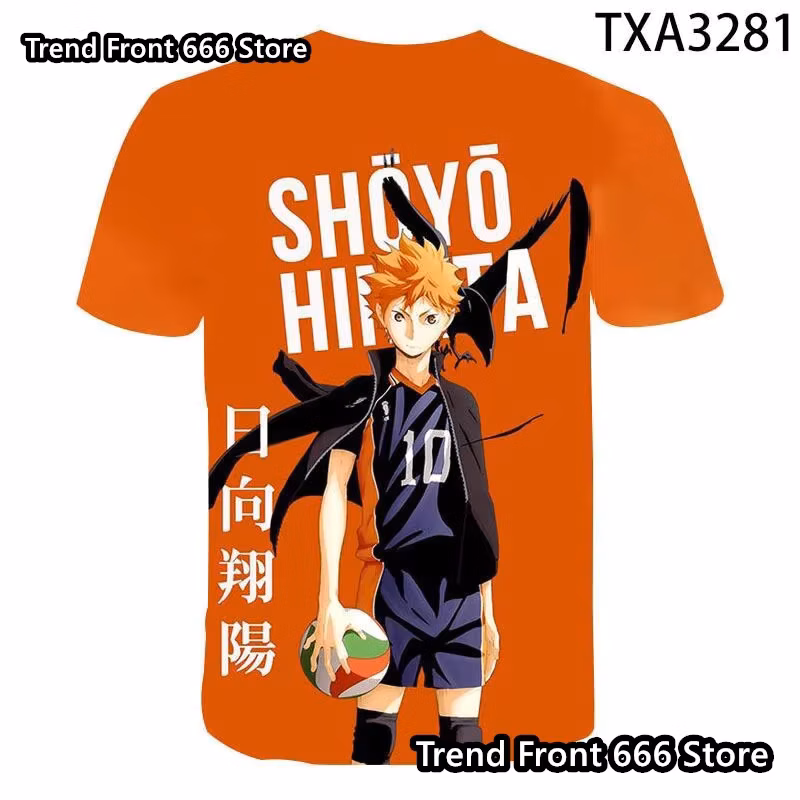 Japanese Anime Haikyuu Volleyball Juvenile Children's T-shirts Summer Short Sleeve Crewneck Tops Boys And Girls Tees