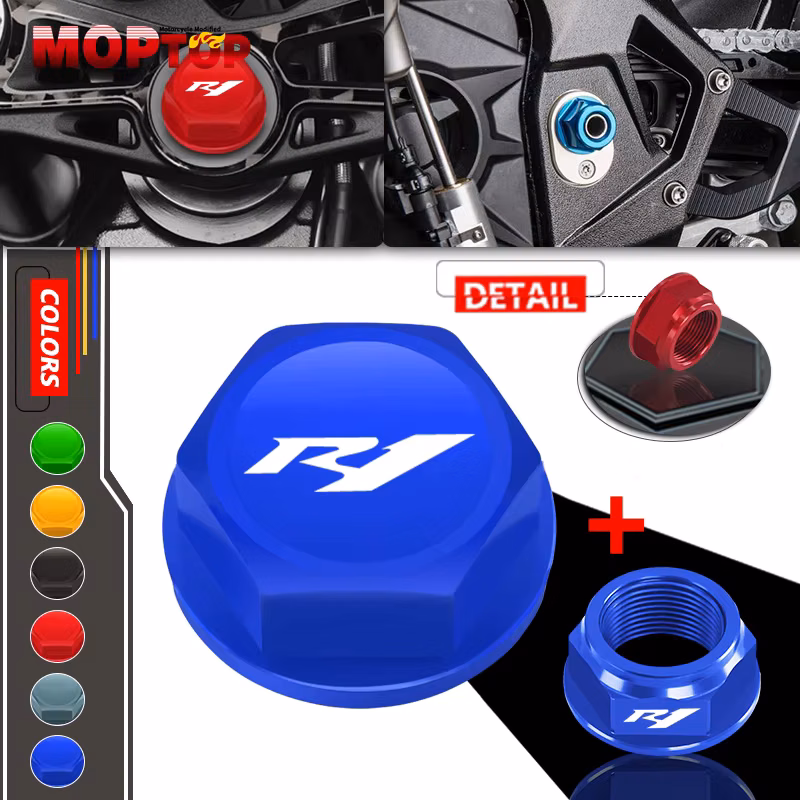 NEW Rear Wheel Axle Nut Screw Fixed Bolt For YZFR1 2004-2014 YZFR6 2006-2017 Motorcycle CNC Steering Stem Head Screw
