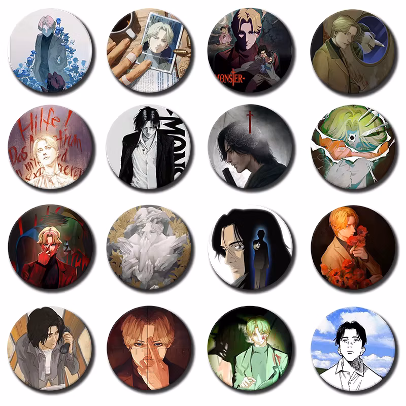 Monster Anime Soft Button Pin Johan Liebert Tenma Kenzo Manga Brooches Badge Bag Decor Accessories Fans Collect Friends
