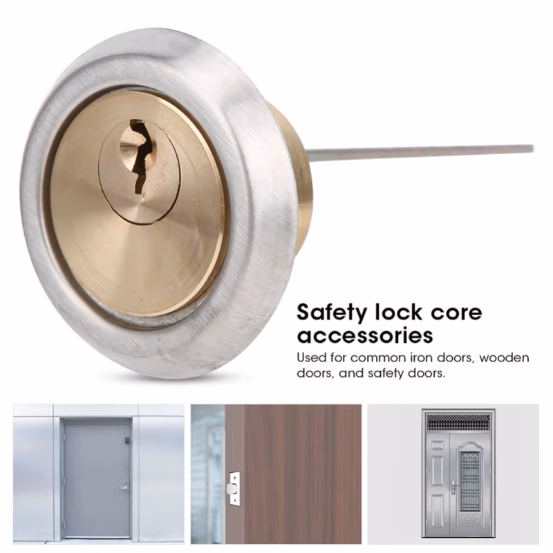 F9 Copper Security Lock Round Anti Theft Interior Door Mechanical Lock Cylinder For Iron Wooden Safety Doors With 3 Keys