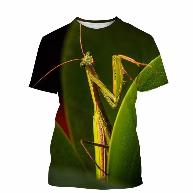 New Men's Children's T-shirt Casual Animal Insects Praying Mantis Funny 3d Printing Summer Tops Breathable Comfortable
