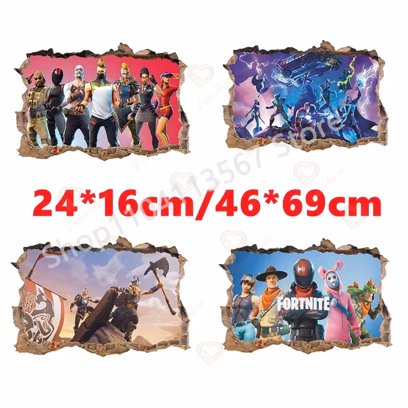 F-Fortnited Painting Stickers PVC Wall Decorative Home Decoration Accessories for Living Room Wallpaper Kids Decoration