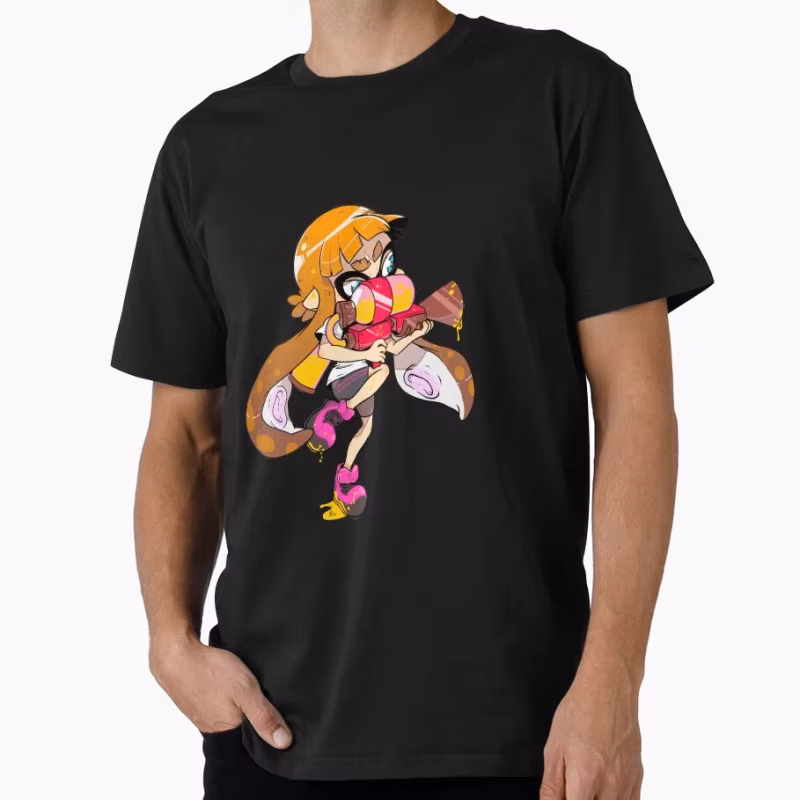 Squid Kid Cartoon Video game Splatoon Gift T-Shirt for gamer 100% Cotton y2k clothing Short-Sleeve Tee All Size Tops
