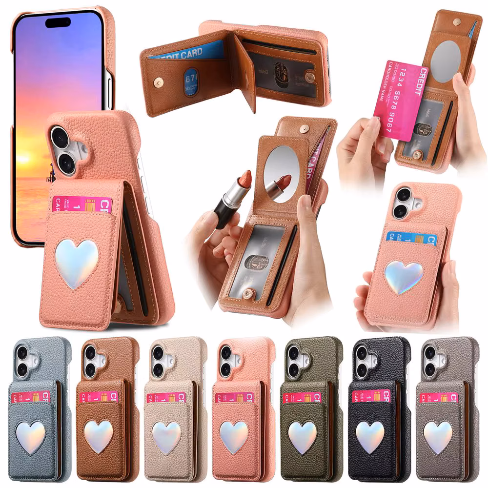 Magnetic Flip Card Case Phone Cover For iPhone 16e 15 Pro Max 14 Plus 13 12 Pro 11 XS Max XR 6 7 8Plus With Built In