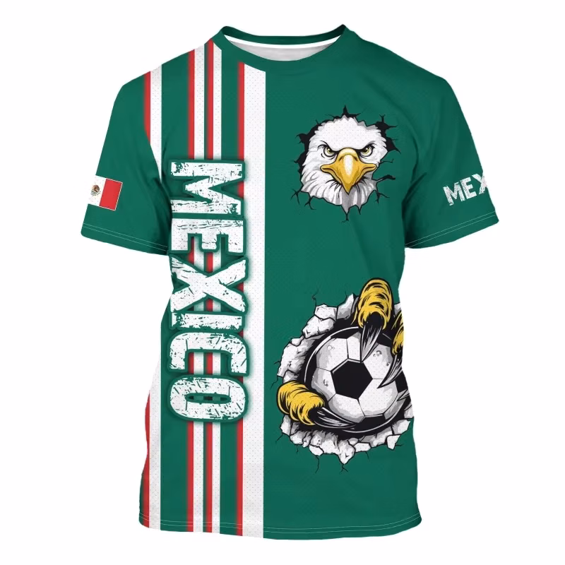 Outdoor Soccer Sports men t-shirt Mexico Aztec Eagle 3D Print Jerseys Casual O-neck Loose short sleeve tee Fashion Fan