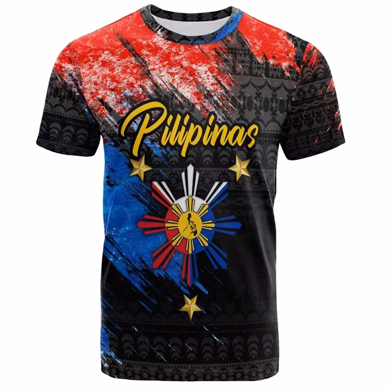 3D Printing Philippines Filipinos Emblem T Shirt Philippines Tribal Styles Graphic Tee Shirts Kid Fashion Vintage Short