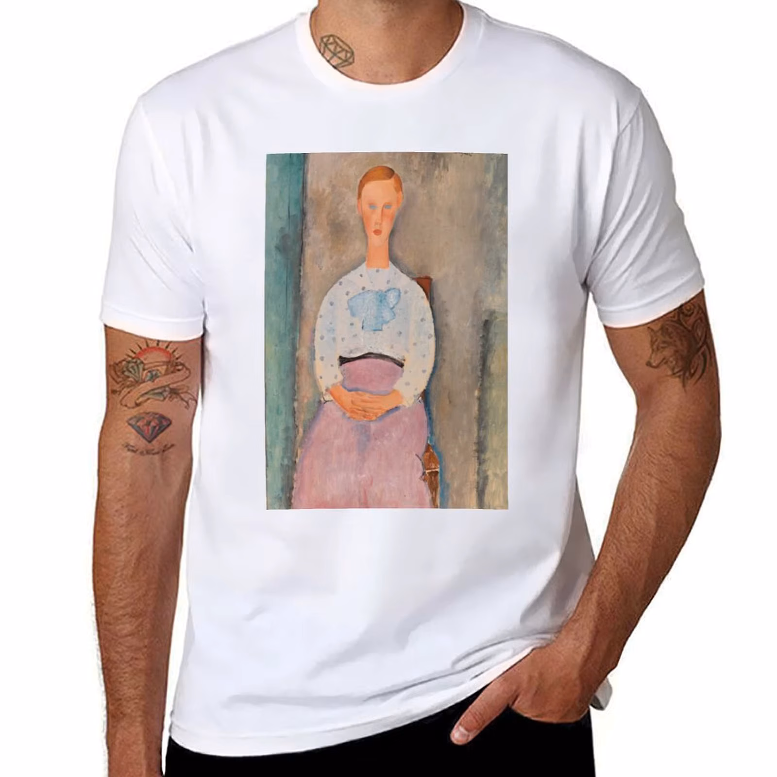 Amedeo Modigliani, Girl with a Polka-Dot Blouse, 1919 T-Shirt funny t shirts dark humor T-Shirt