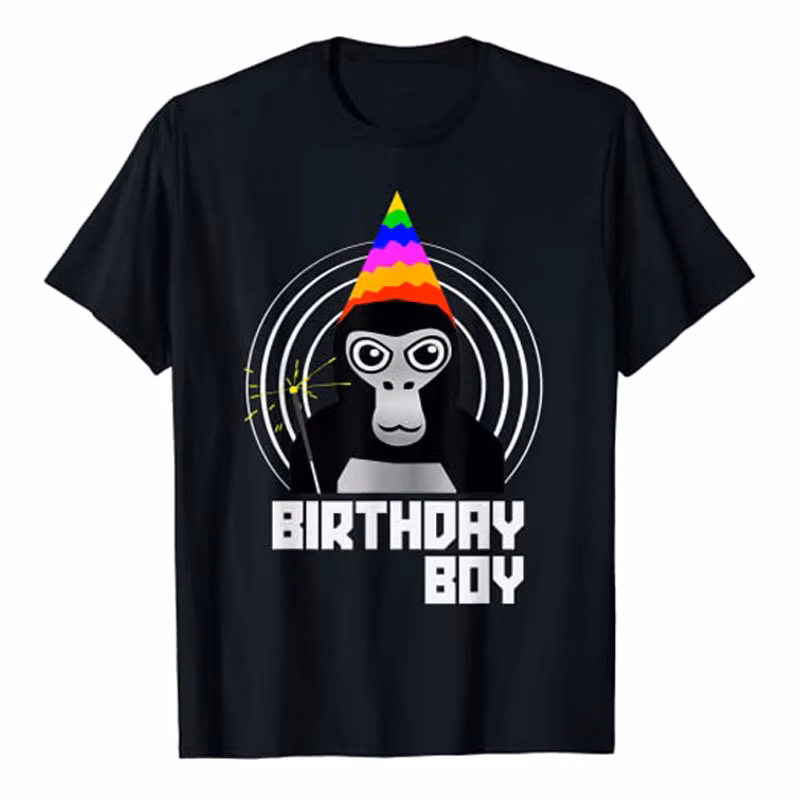 Gorilla Tag Birthday Boy VR Gamer Shirt for Boys Teen T-Shirt Funny B-Day Present Cute Graphic Tee Top Short Sleeve