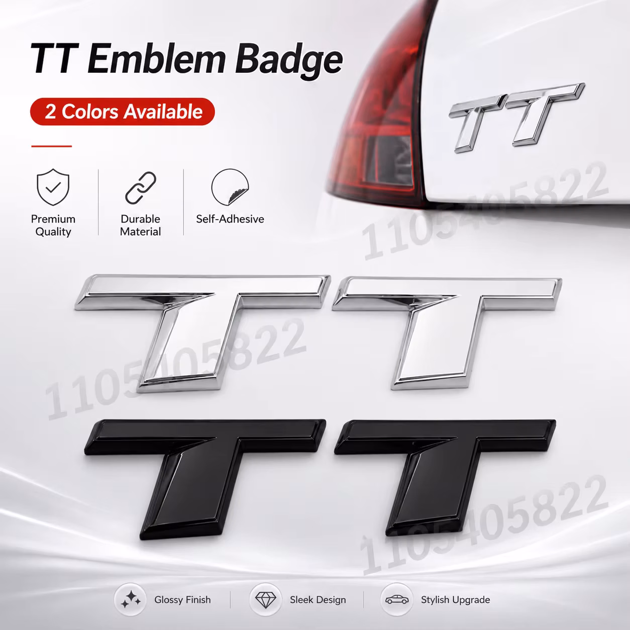 3D ABS Chrome Black TT Logo Rear Trunk Emblem Badge For Audi TT RS MK1 8N 8J MK3 MK2 1998-2023 Sticker Decal Accessories
