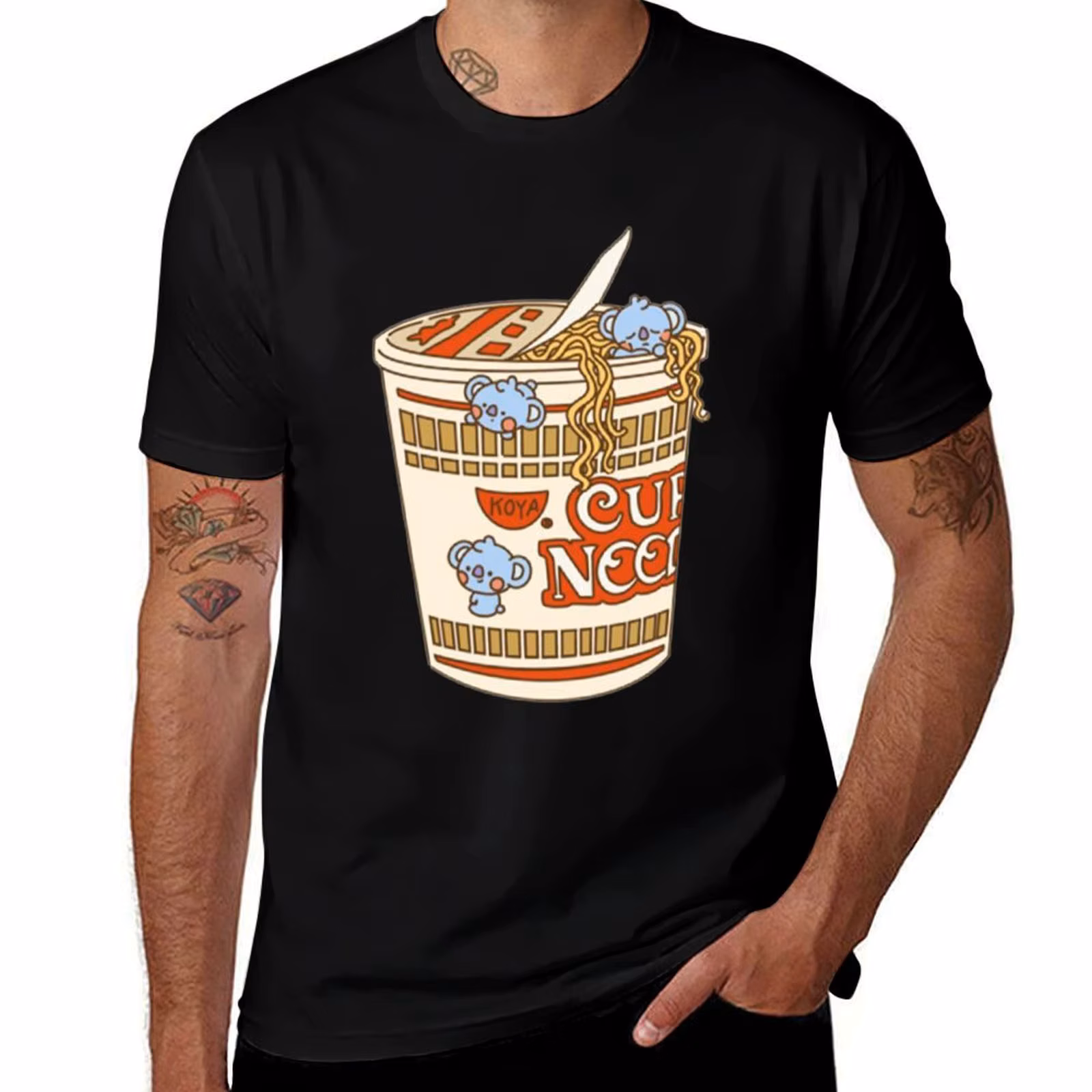 Baby Koya Cup Noodle Cute T-Shirt Independence Day Short Sleeve T-Shirt