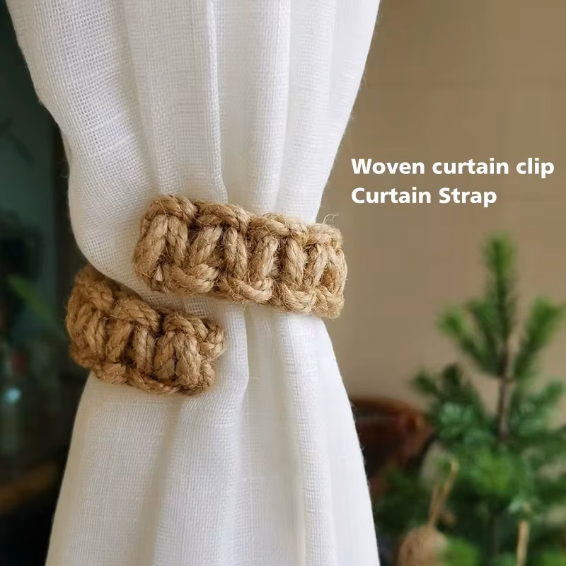 Jute Braided Curtain Holdback Rope Curtain Tiebacks for Decorative Curtain Holdbacks Fashion Woven Hanging Bandage Home