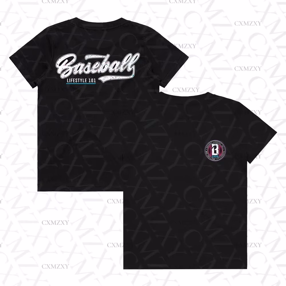 Boys Baseball Lifestyle Splatter Youth Tee Print Cotton T-Shirt Breathable Loose Sweat Absorbing Fashion Tee