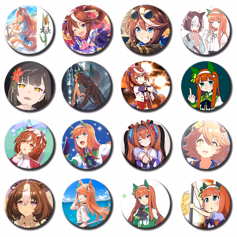 Special Week Silence Suzuka Tokai Teio Vodka Badge Anime Cartoon Brooches Cosplay Cute Enamel Pins for Clothes