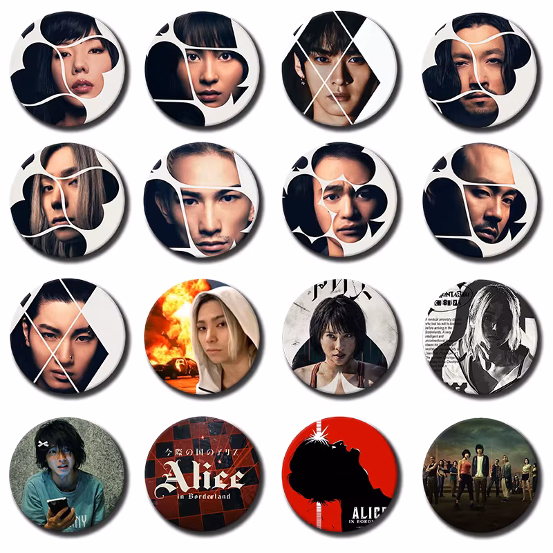 58mm TV Show A-Alice in Borderland Button Badge Kawaii Shuntaro Chishiya Lapel Pins DIY Backpack Pencil Bag Decorative