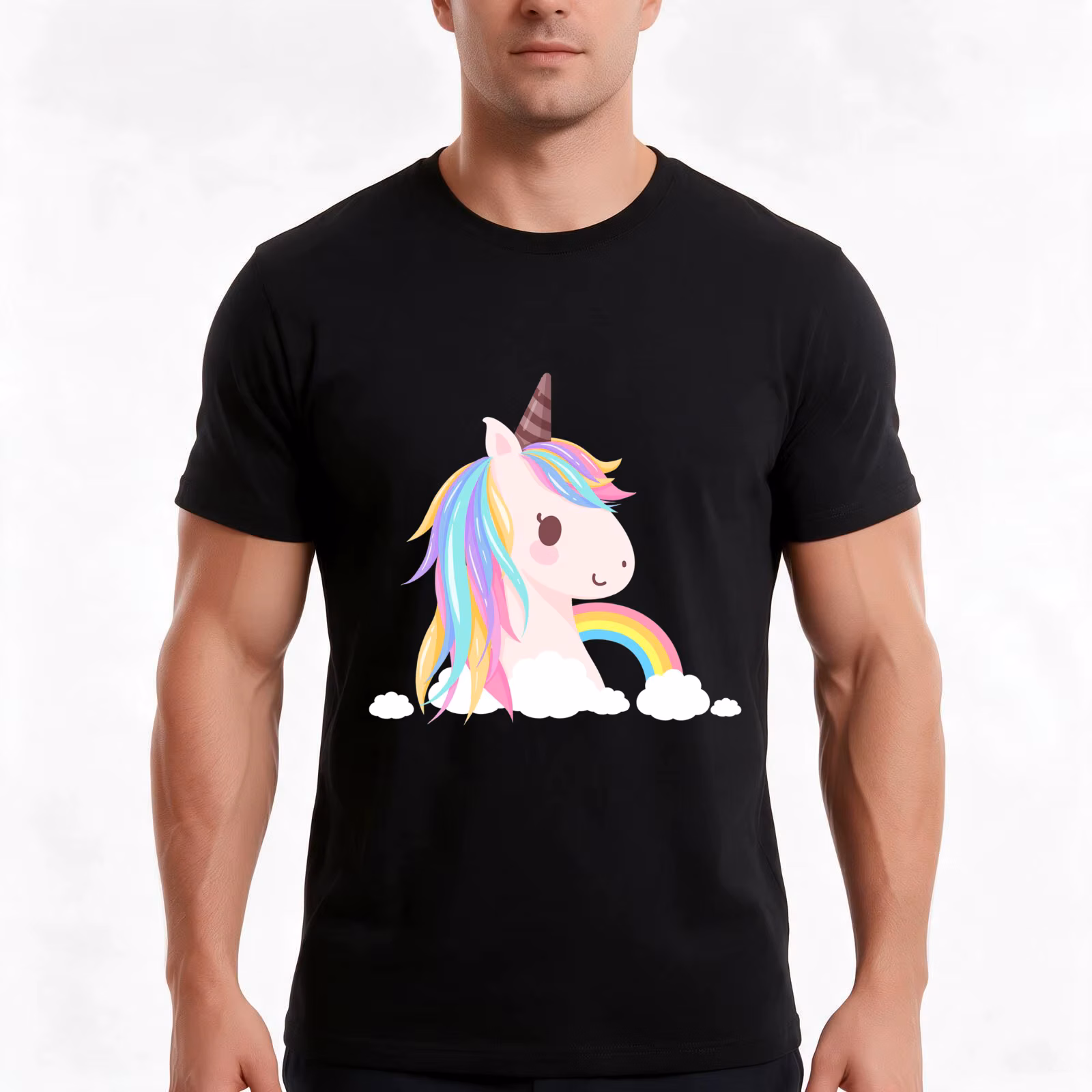 Cute baby unicorn T-Shirt, Summer Casual Cotton Tee, Oversized Streetwear Tops, Vintage Graphic Print, Loose Fit Short
