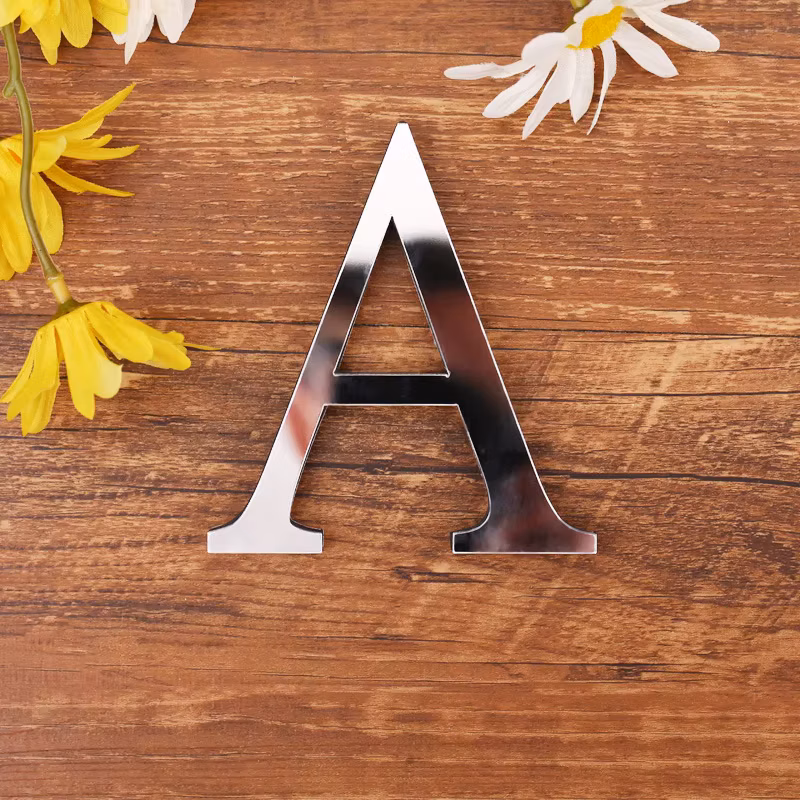 Popular 10cm silver 3D mirror stickers, acrylic 26 English letters, EVA foam combination decorative stickers
