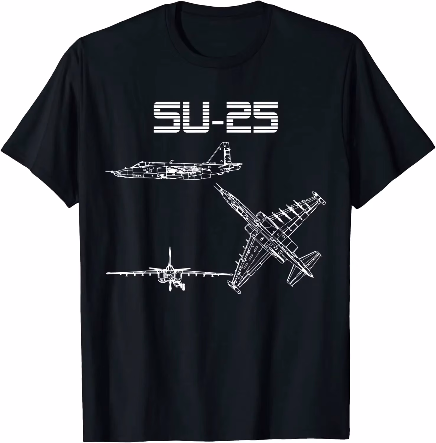 Su-25 Soviet Plane Warbird Blueprint Schematics Diagram T-Shirt Short Sleeve Casual Summer Boys T-Shirts