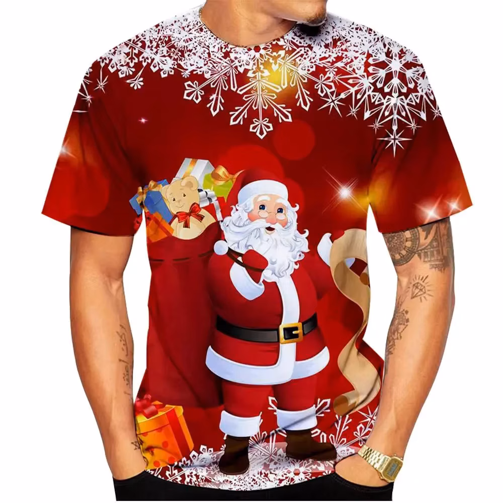 New Fashion Christmas 3d Print T-shirt Men's And Women's Children's Casual Short Sleeve Crew Neck Top Summer Street