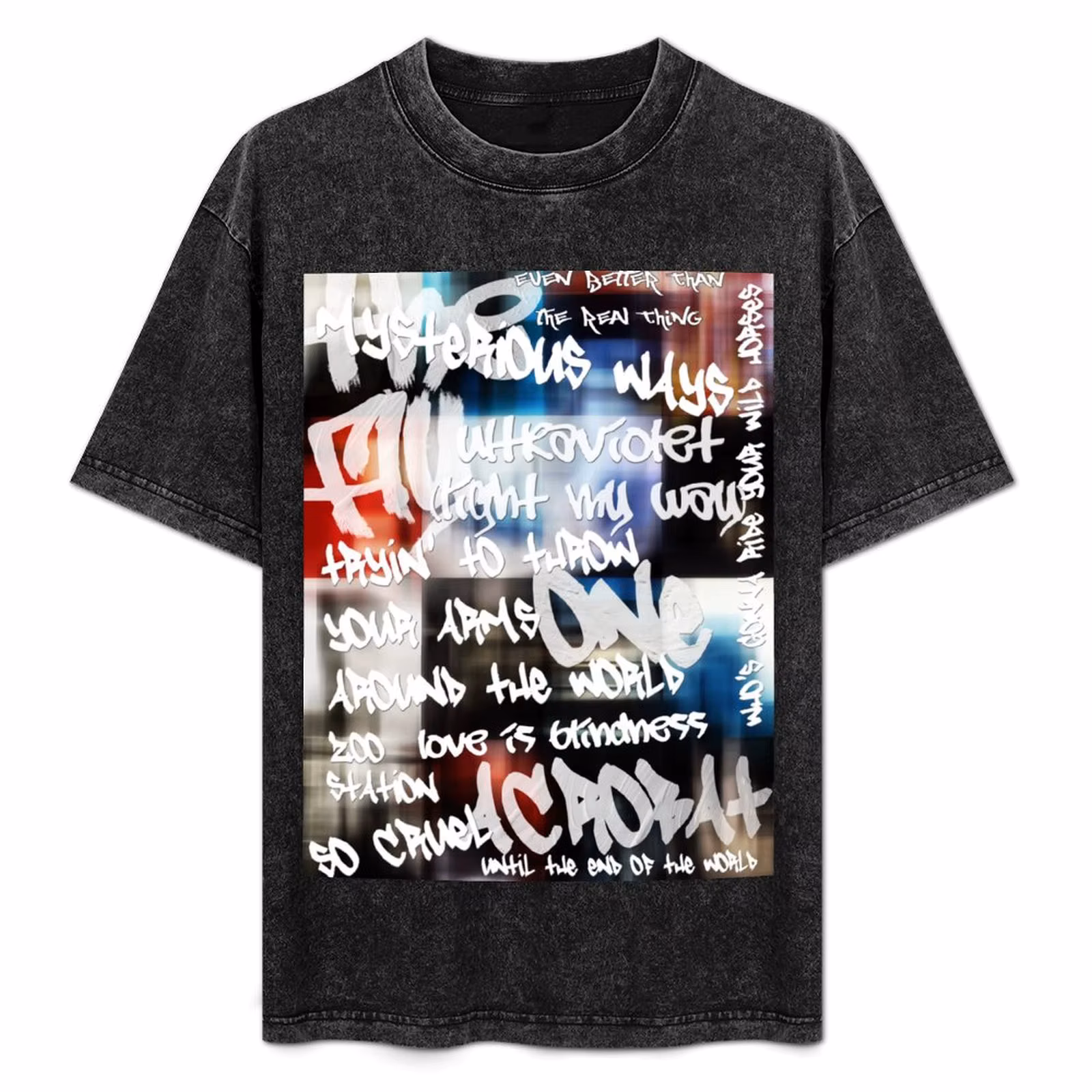 u2 achtung baby graffiti T-Shirt cotton t shirts man 100% t shirts for man graphic funny T-Shirt