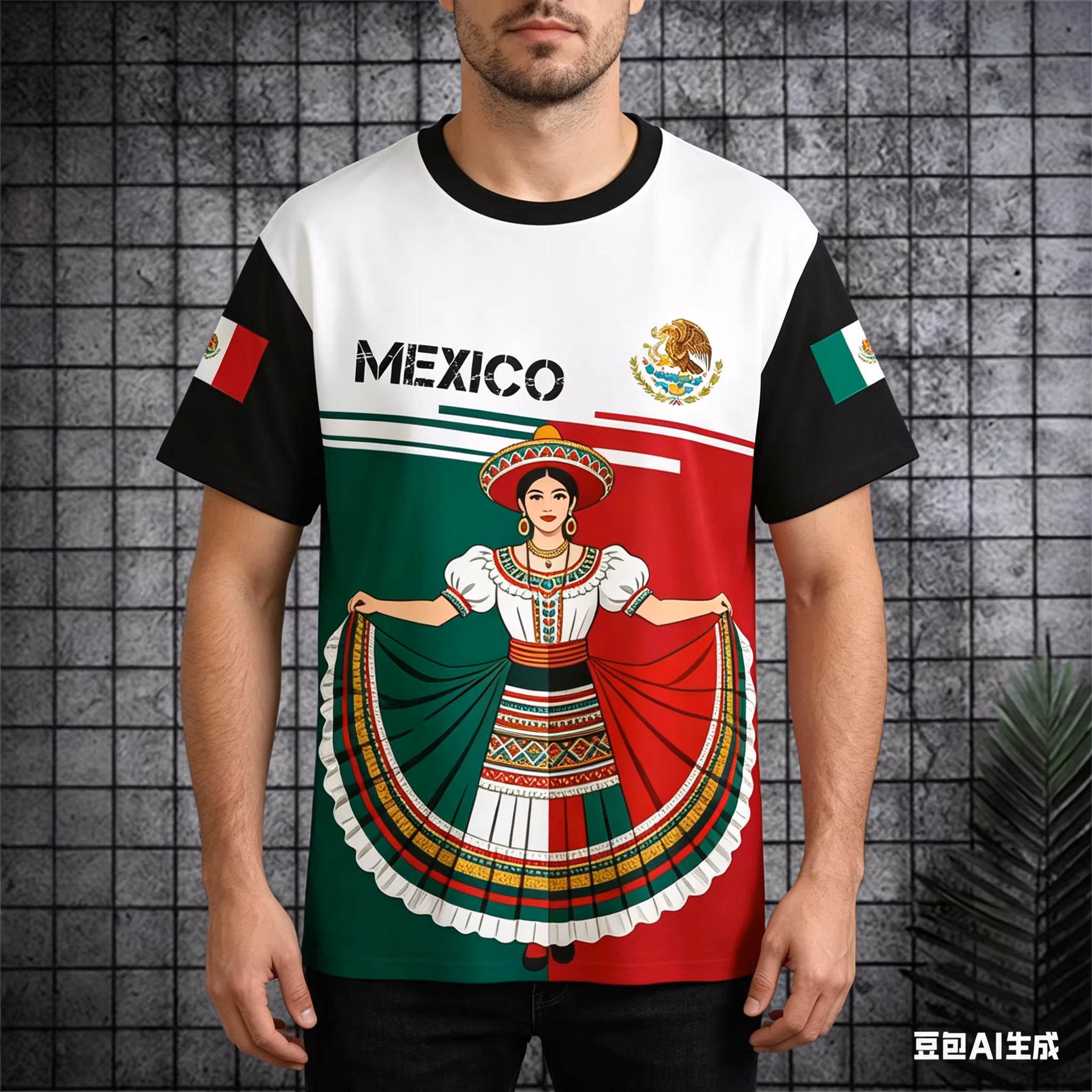 Fashion Mexico National Flag Print T Shirt For Men Funny 3D Eagle Pattern Short Sleeve Summer Casual O-neck Loose Top