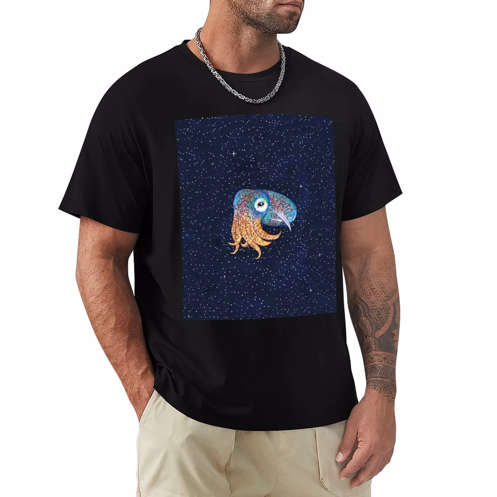 Baby Bottletail Squid in Space T-Shirt Sporty Casual Quick Dry T-Shirt