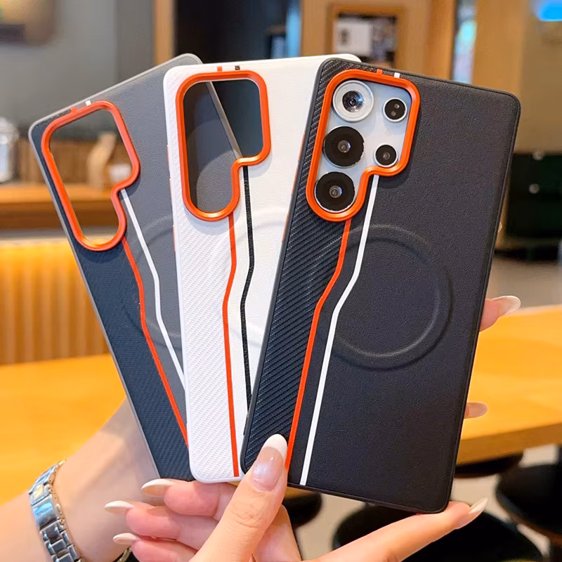 Solid Color Color Block Pattern Phone Case for Samsung Galaxy S25 Edge S24 Plus S25 Ultra with Support Wireless Charging
