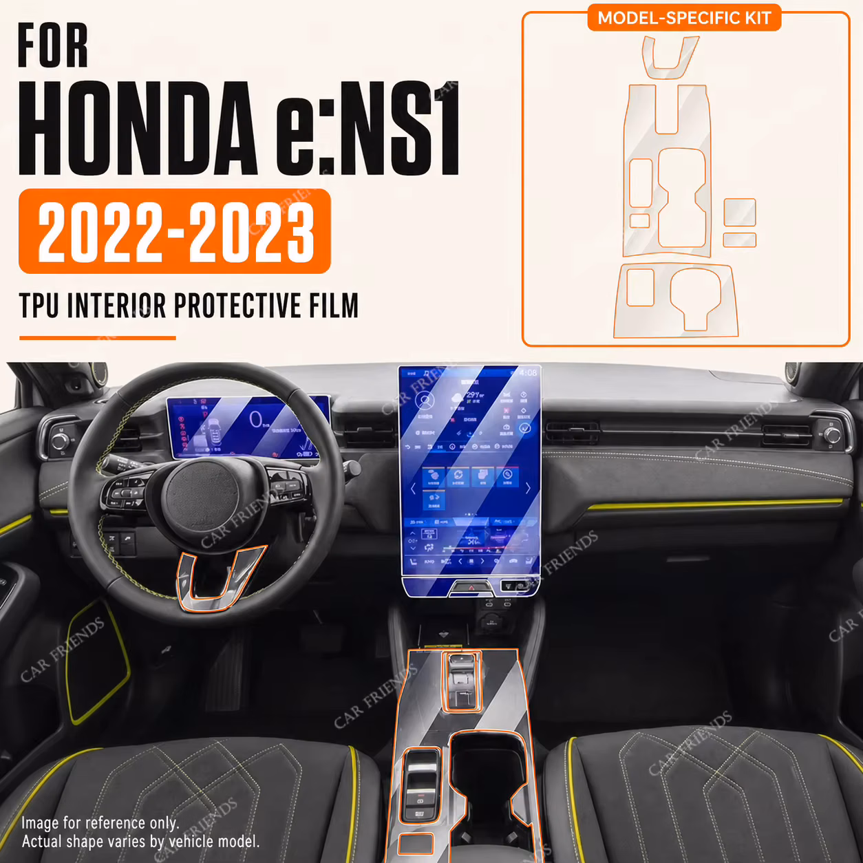 For Honda e:NS1 2022 2023 Dashboard Screen and Interior Trim Transparent TPU Protective Film Anti-Scratch Sticker